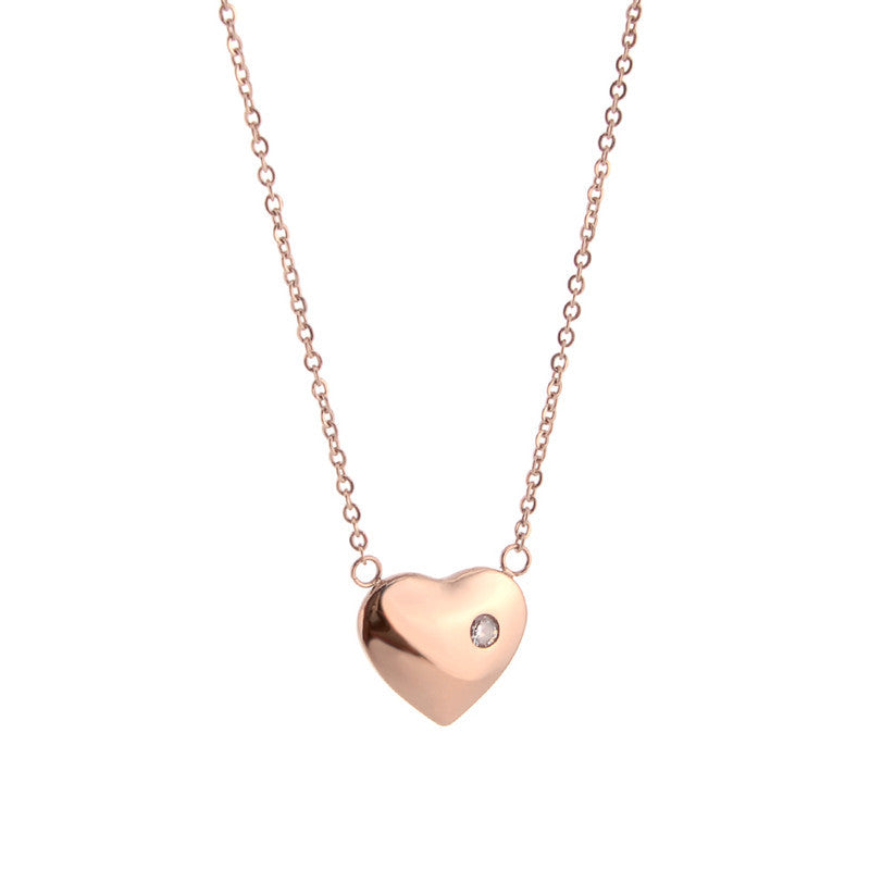 Wholesale Valentine's Day Rose Gold Titanium Steel Heart Necklace